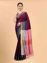 Silk Land - Purple & Pink Zari Art Silk Fusion Arani Saree