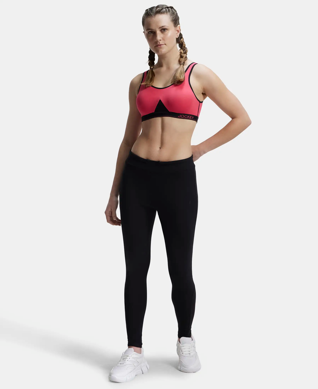 Wirefree Non Padded Full Coverage Active Bra with Wider Straps #1376 - Ruby & Black