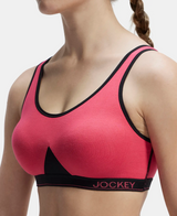 Wirefree Non Padded Full Coverage Active Bra with Wider Straps #1376 - Ruby & Black