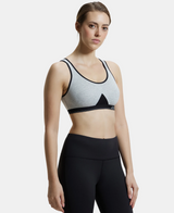 Wirefree Non Padded Full Coverage Active Bra with Wider Straps #1376 - Steel Grey Melange