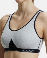 Wirefree Non Padded Full Coverage Active Bra with Wider Straps #1376 - Steel Grey Melange