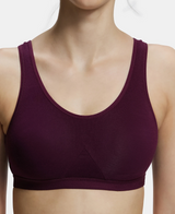 Wirefree Non Padded Full Coverage Active Bra with Wider Straps #1376 - Wine Tasting