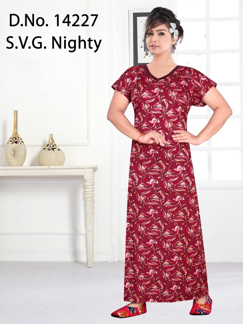 Missy - Sarina Cotton Printed Nighty Gown - Red