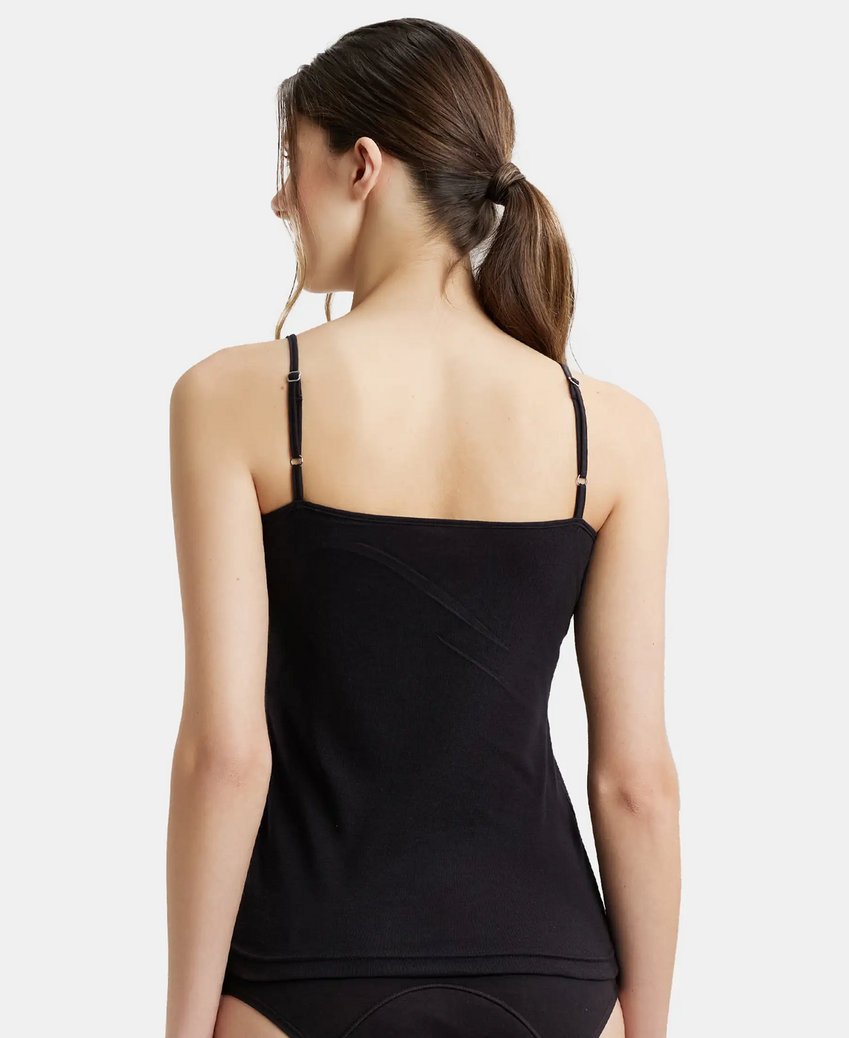 Rib Camisole with Adjustable Straps and Stay Fresh Treatment #1487- Black