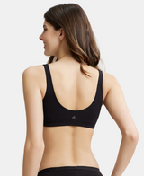 Elastane Stretch Slip On Crop Top Bra With StayFresh Treatment #1550 - Black