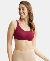 Elastane Stretch Slip On Crop Top Bra With StayFresh Treatment #1550 - Beet Red