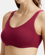 Elastane Stretch Slip On Crop Top Bra With StayFresh Treatment #1550 - Beet Red