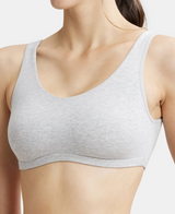 Elastane Stretch Slip On Crop Top Bra With StayFresh Treatment #1550 - Steel Grey Melange