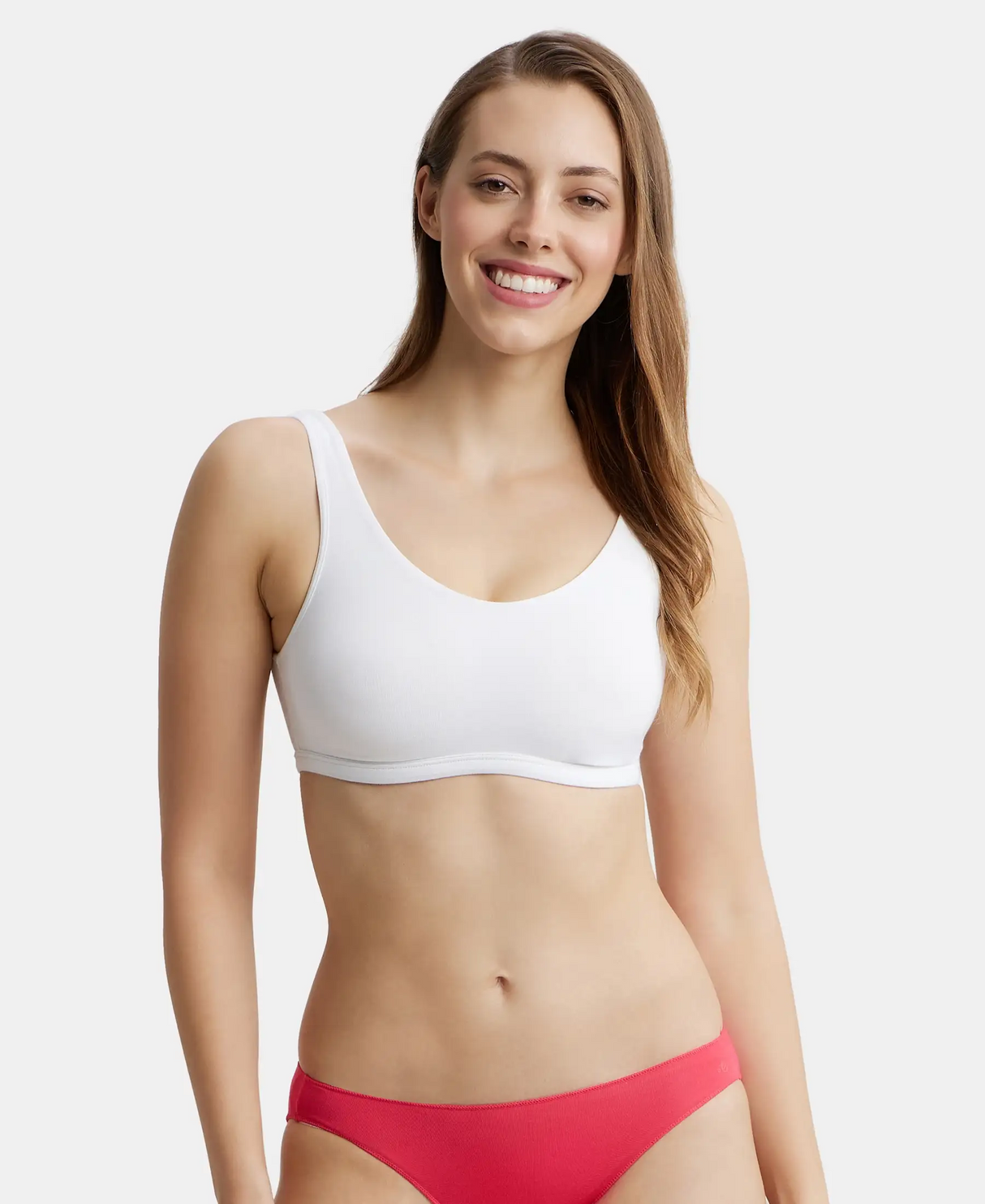 Elastane Stretch Slip On Crop Top Bra With StayFresh Treatment #1550 - White