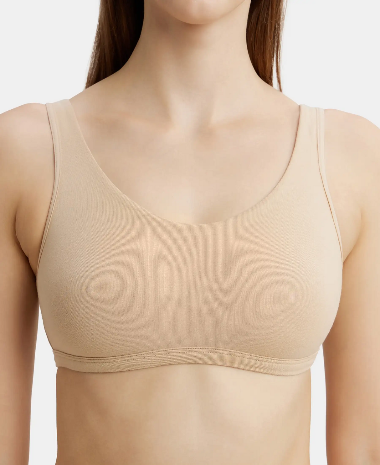 Elastane Stretch Slip On Crop Top Bra With StayFresh Treatment #1550 - Skin