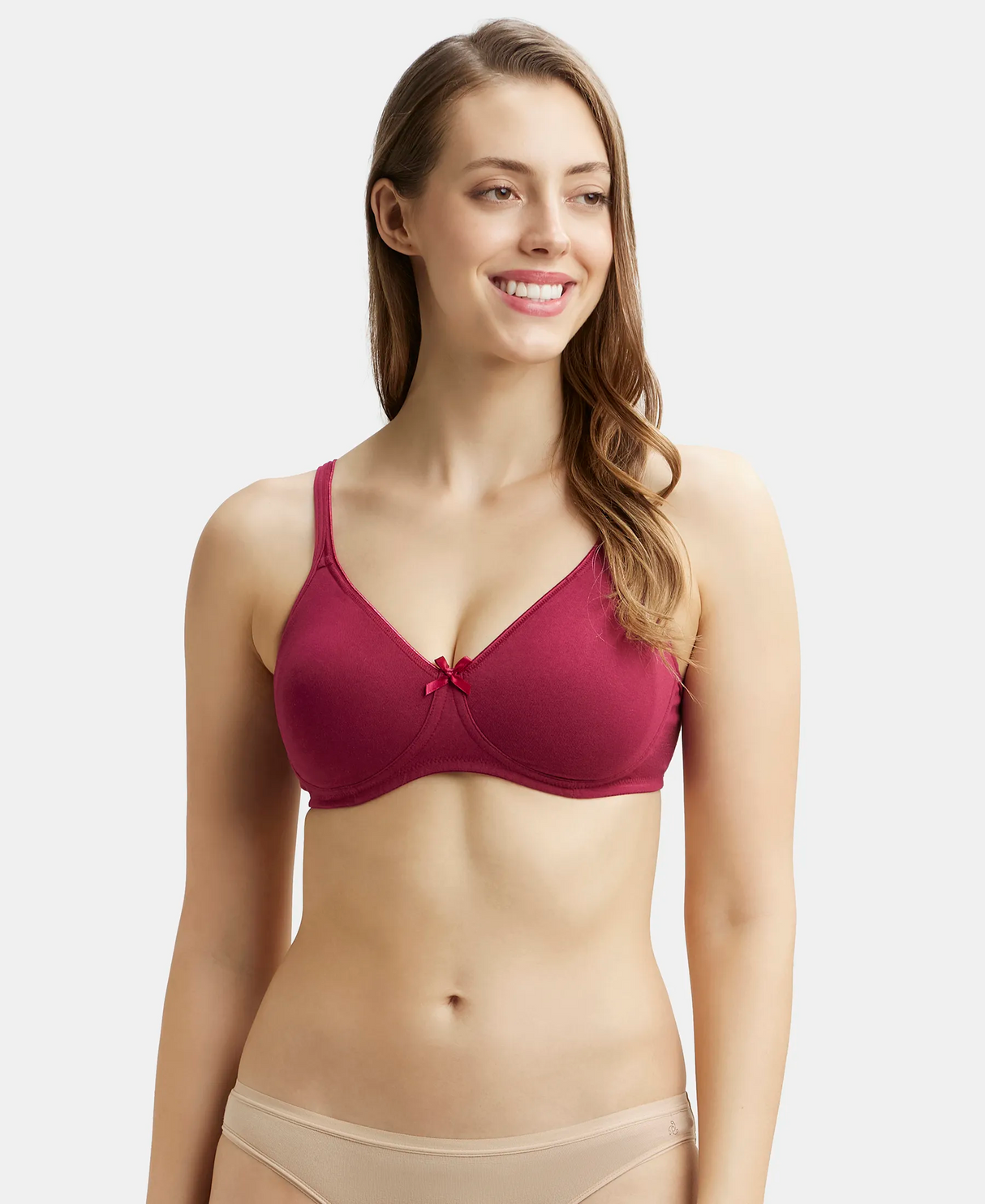 Wirefree Medium Coverage Everyday Bra with Concealed Shaper Panel #1722 - Beet Red