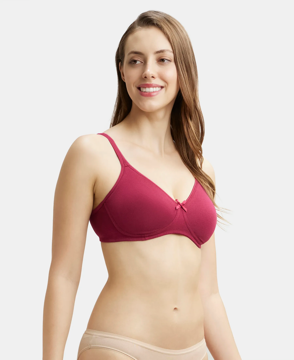 Wirefree Medium Coverage Everyday Bra with Concealed Shaper Panel #1722 - Beet Red