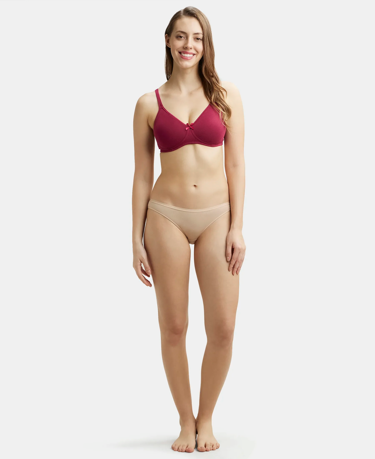 Wirefree Medium Coverage Everyday Bra with Concealed Shaper Panel #1722 - Beet Red