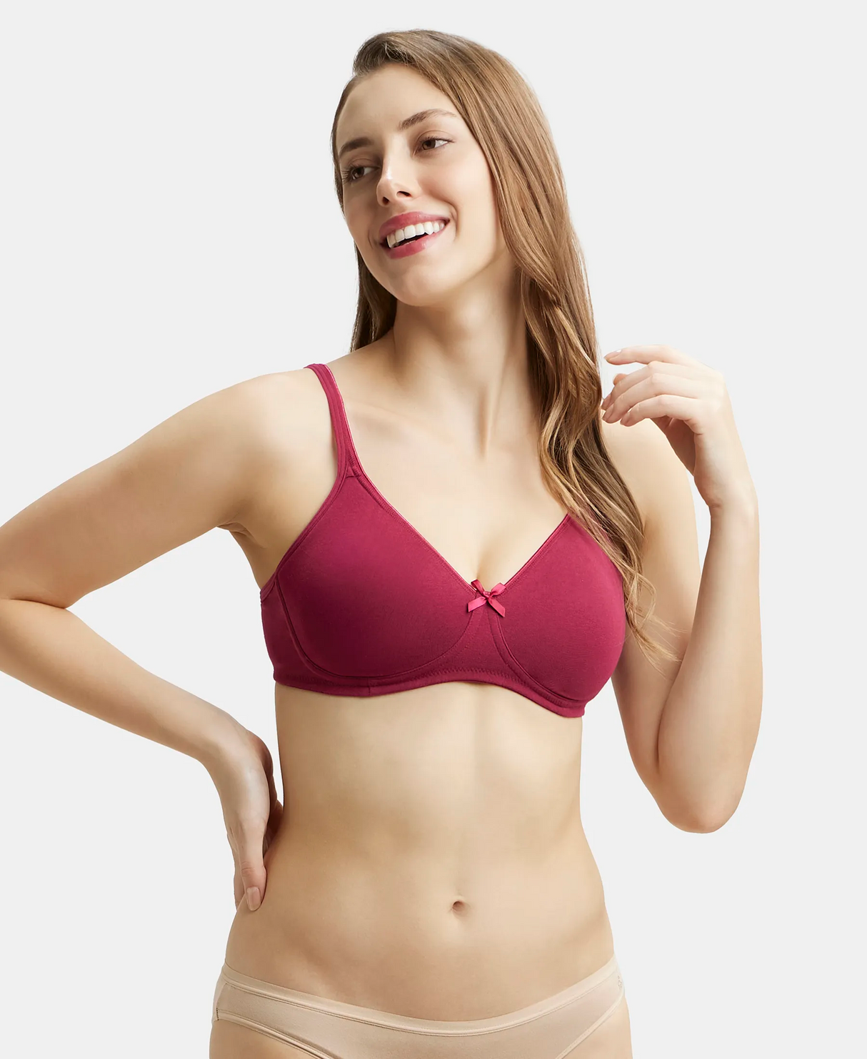 Wirefree Medium Coverage Everyday Bra with Concealed Shaper Panel #1722 - Beet Red