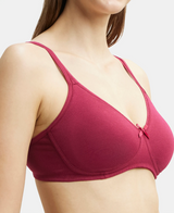 Wirefree Medium Coverage Everyday Bra with Concealed Shaper Panel #1722 - Beet Red