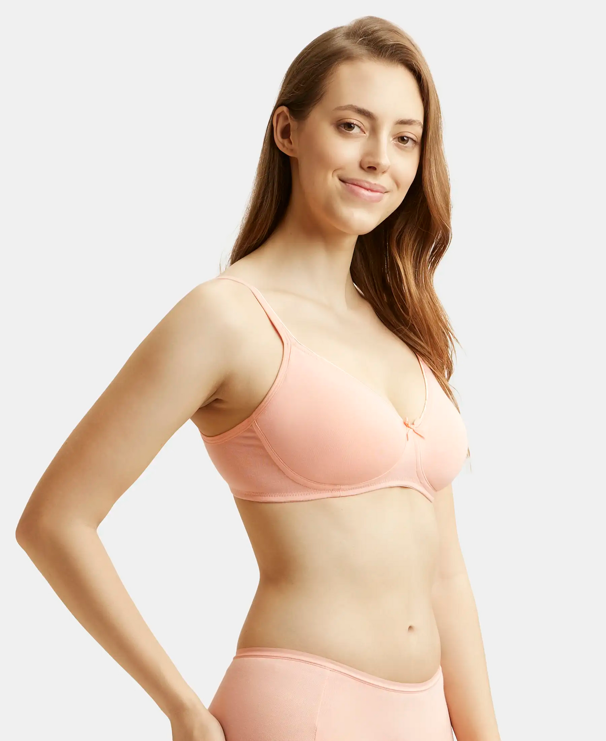 Wirefree Medium Coverage Everyday Bra with Concealed Shaper Panel #1722 - Candle Light Peach