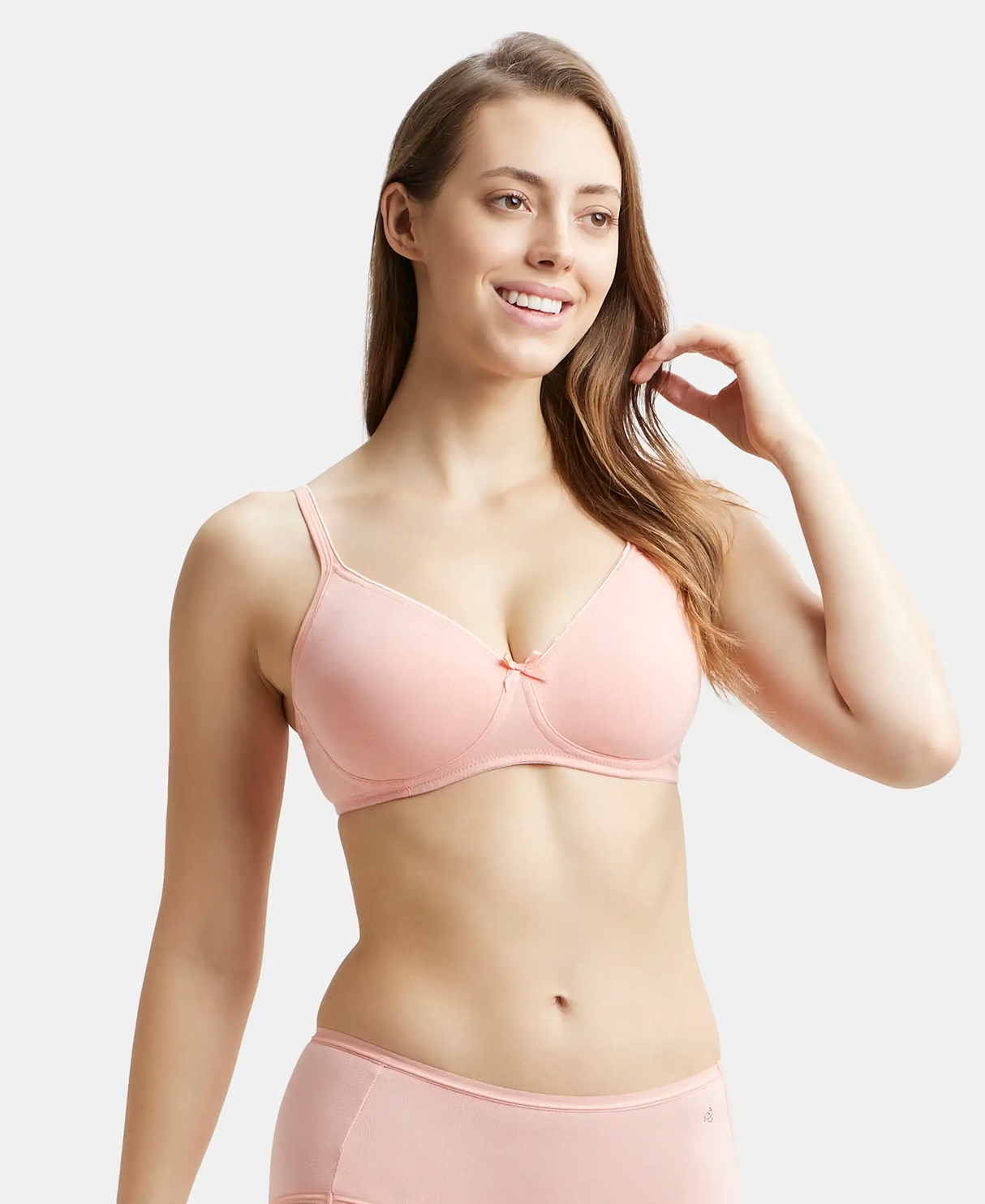 Wirefree Medium Coverage Everyday Bra with Concealed Shaper Panel #1722 - Candle Light Peach