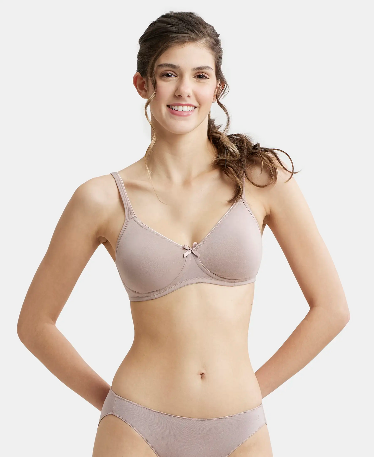 Wirefree Medium Coverage Everyday Bra with Concealed Shaper Panel #1722 - Mocha