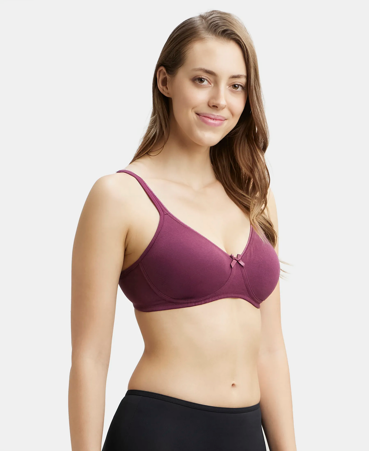 Wirefree Medium Coverage Everyday Bra with Concealed Shaper Panel #1722 - Prune