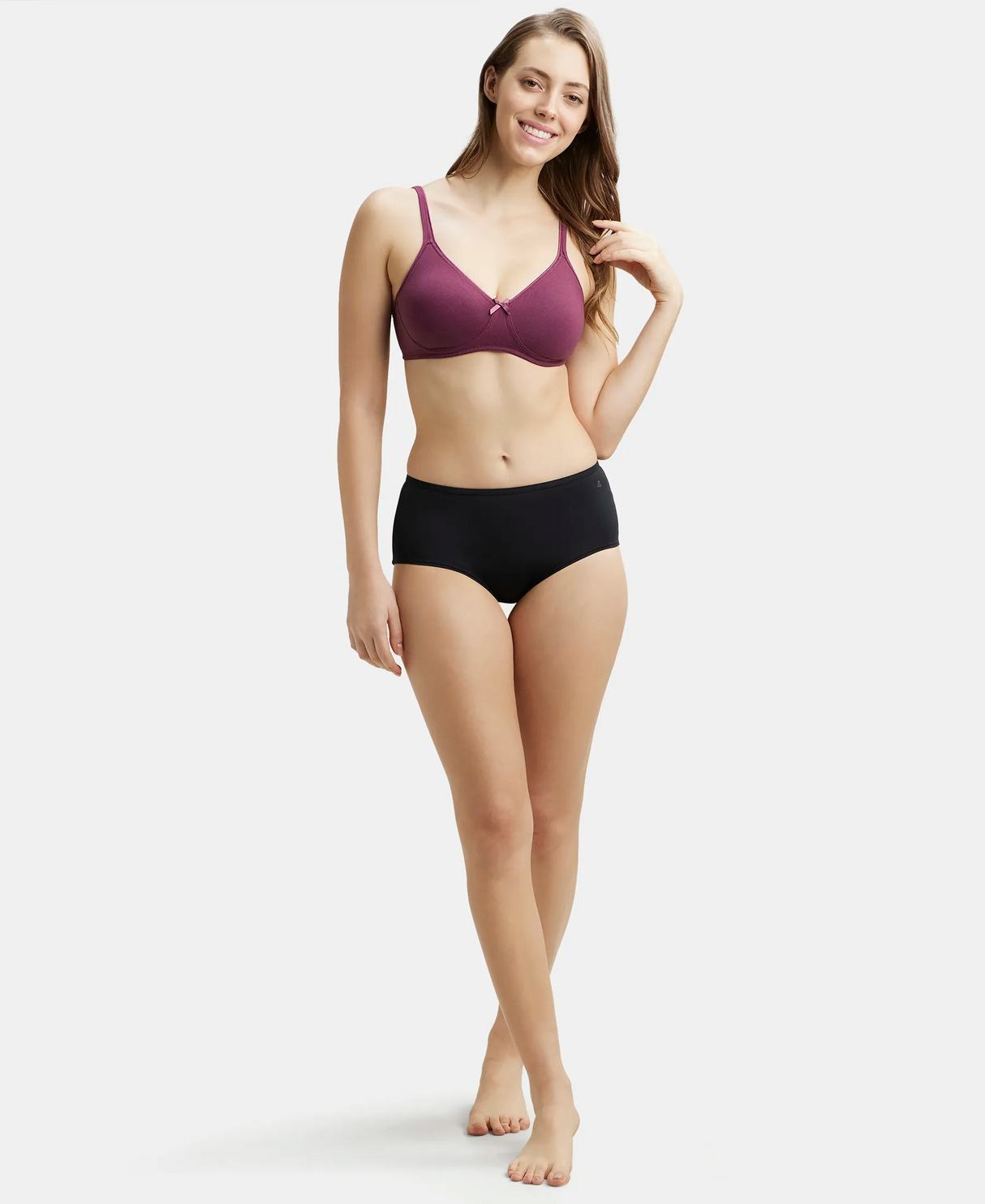 Wirefree Medium Coverage Everyday Bra with Concealed Shaper Panel #1722 - Prune