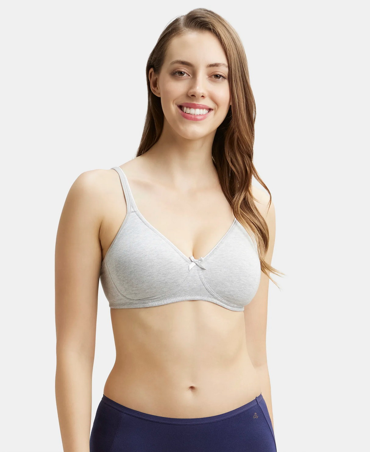 Wirefree Medium Coverage Everyday Bra with Concealed Shaper Panel #1722 - Steel Grey Melange