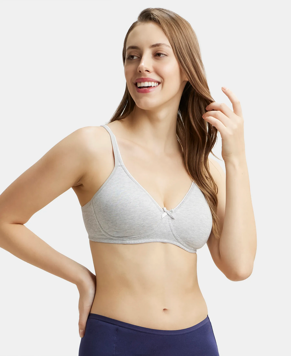 Wirefree Medium Coverage Everyday Bra with Concealed Shaper Panel #1722 - Steel Grey Melange