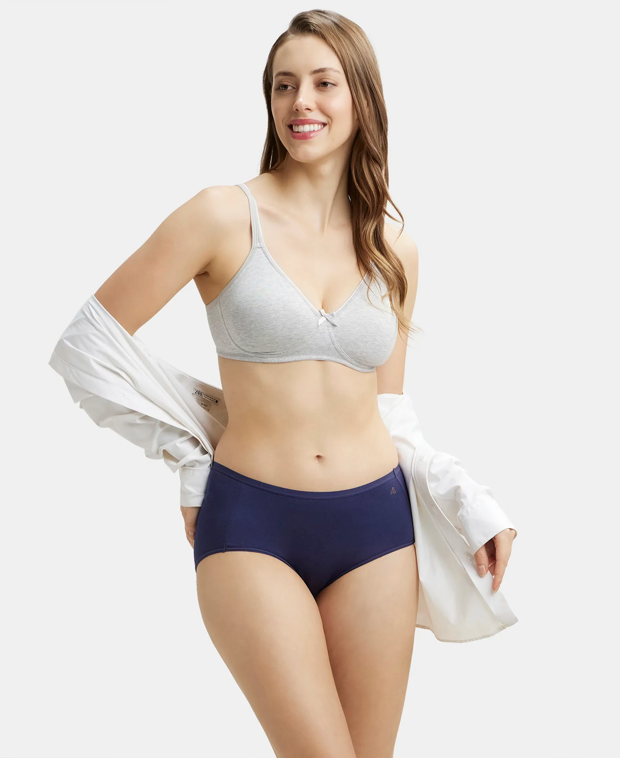 Wirefree Medium Coverage Everyday Bra with Concealed Shaper Panel #1722 - Steel Grey Melange