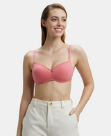 Wirefree Padded Medium Coverage T-Shirt Bra with Lace Styling #1723 - Blush Pink