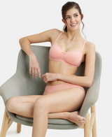 Wirefree Padded Medium Coverage T-Shirt Bra with Lace Styling #1723 - Candle Light Peach