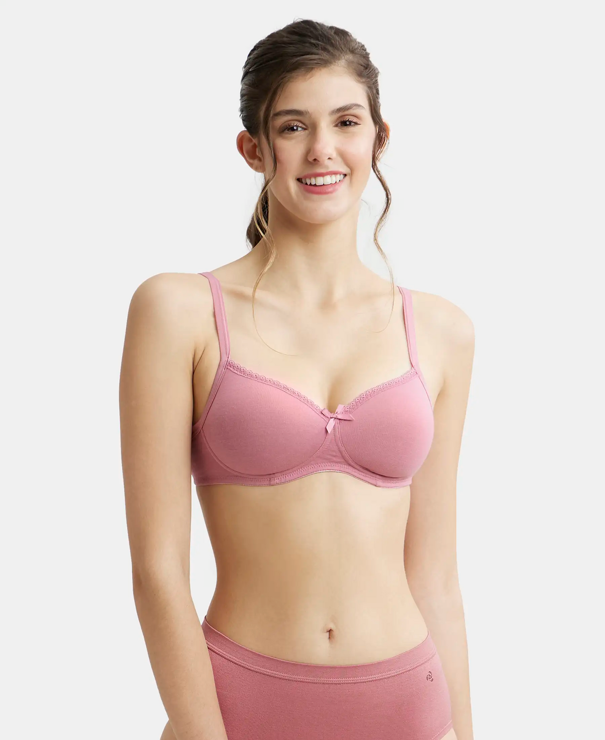 Wirefree Padded Medium Coverage Plus Size Bra with Lace Styling #1723 - Heather Rose