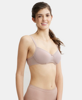 Wirefree Padded Medium Coverage T-Shirt Bra with Lace Styling #1723 - Mocha