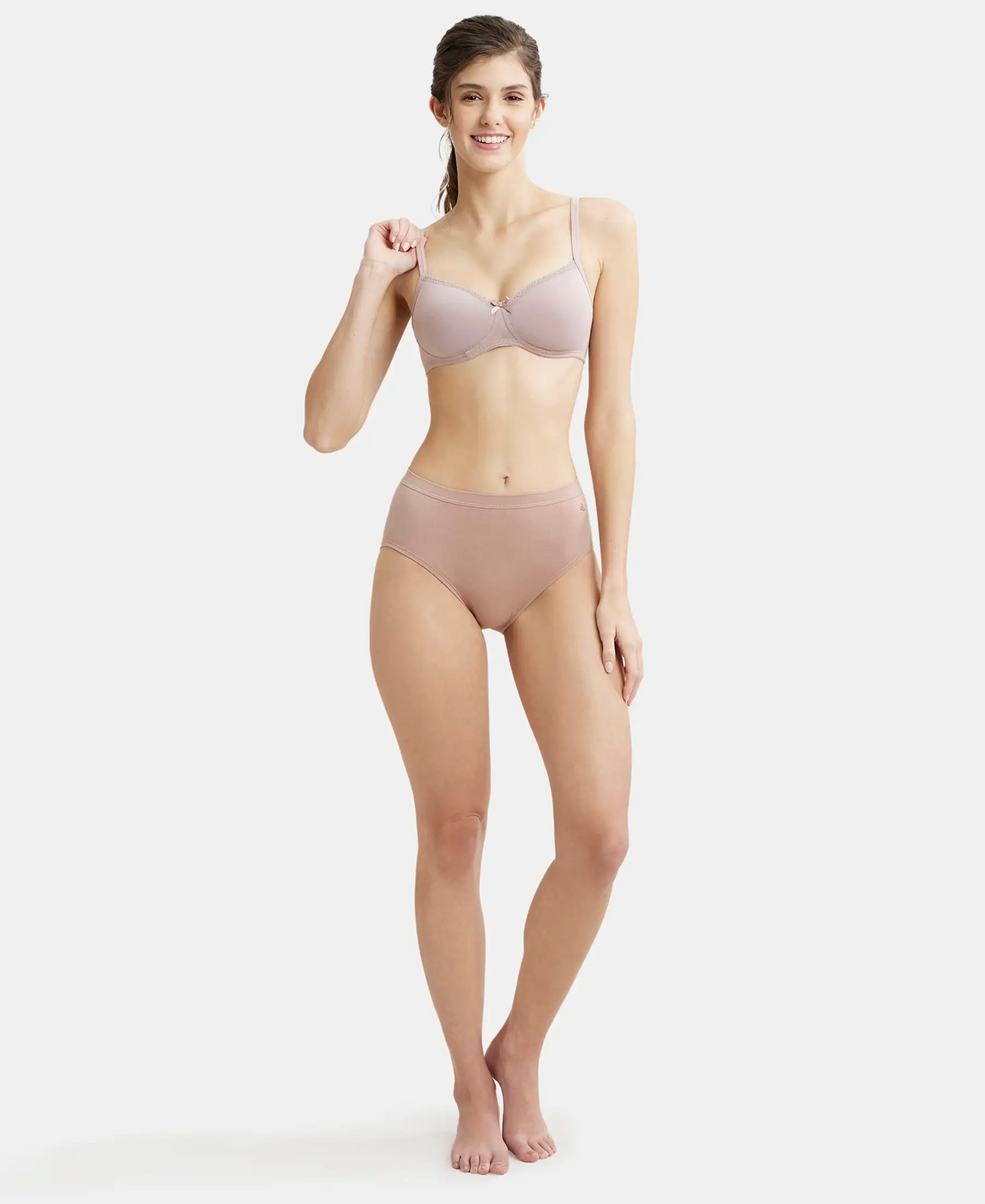 Wirefree Padded Medium Coverage T-Shirt Bra with Lace Styling #1723 - Mocha