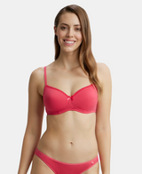 Wirefree Padded Medium Coverage T-Shirt Bra with Lace Styling #1723 - Ruby