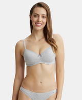 Wirefree Padded Medium Coverage T-Shirt Bra with Lace Styling #1723 - Steel Grey Melange