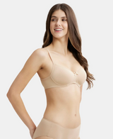 Wirefree Padded Medium Coverage T-Shirt Bra with Lace Styling #1723 - Skin