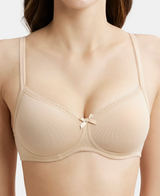 Wirefree Padded Medium Coverage Plus Size Bra with Lace Styling #1723 - Skin