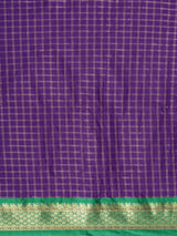 KALINI - Purple & Green Checked Zari Silk Cotton Saree