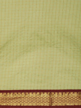 KALINI - Olive Green & Maroon Checked Zari Silk Cotton Saree