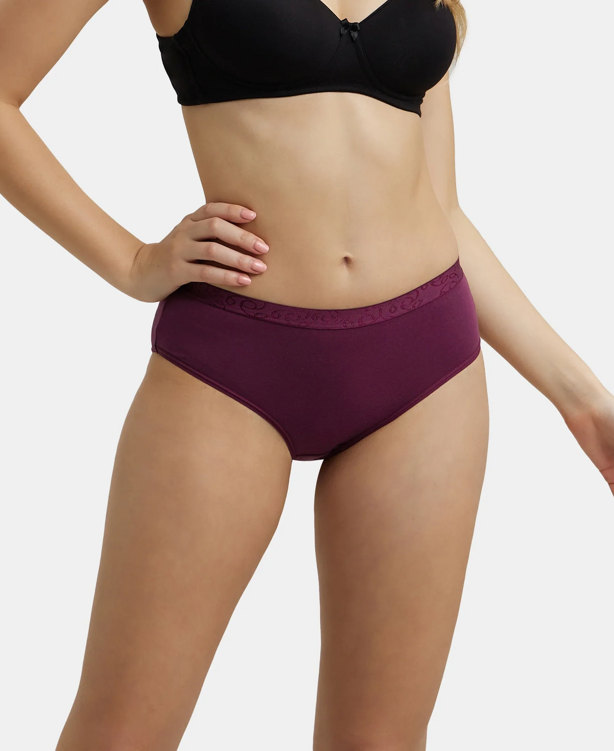 High Coverage  Mid Waist Hipster With Exposed Waistband #3006 - Assorted Colors (Pack of 3)