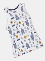 Boy's Super Combed Cotton Printed Tank Top #CB01 -White Printed