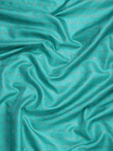 KALINI - Turquoise Blue & Gold-Toned Checked Zari Silk Cotton Saree