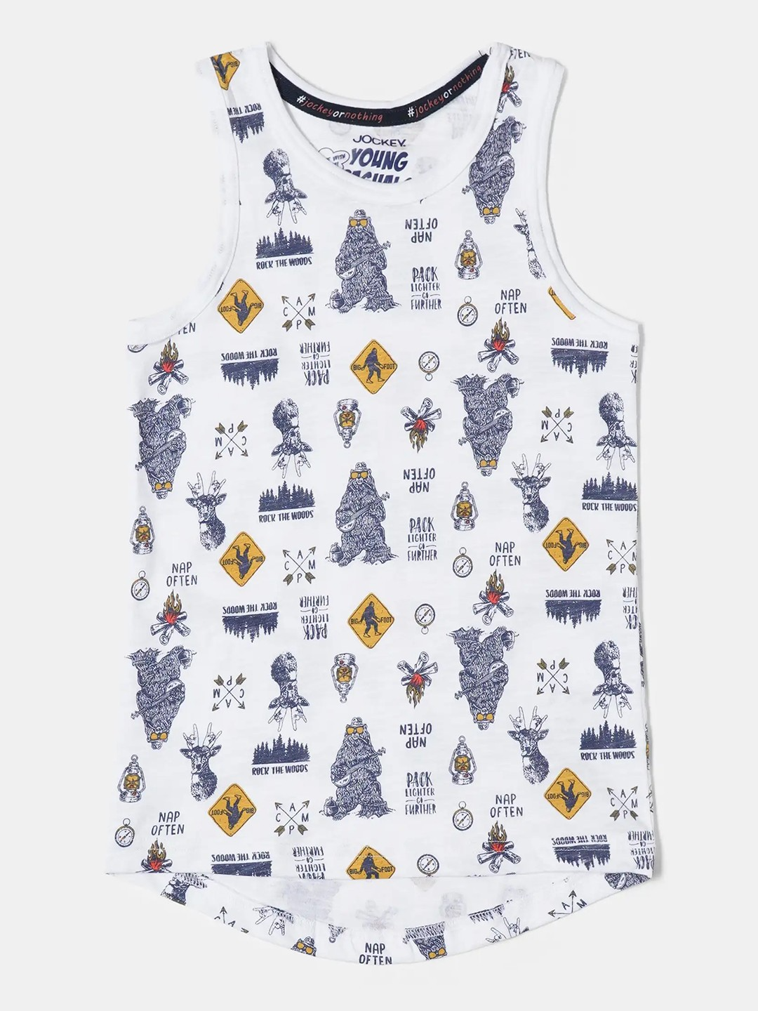 Boy's Super Combed Cotton Printed Tank Top #CB01 -White Printed