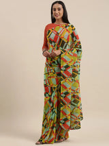 KALINI - Blue & Red Checked Saree