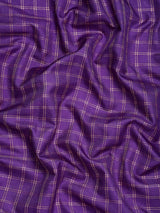 KALINI - Purple & Green Checked Zari Silk Cotton Saree