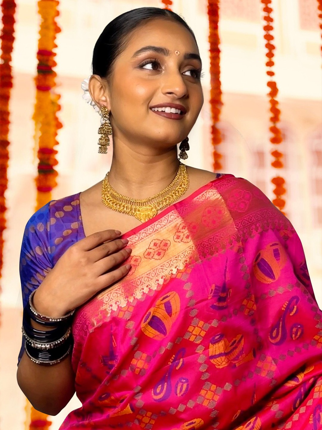 KALINI - Ethnic Motifs Woven Design Zari Kanjeevaram Saree