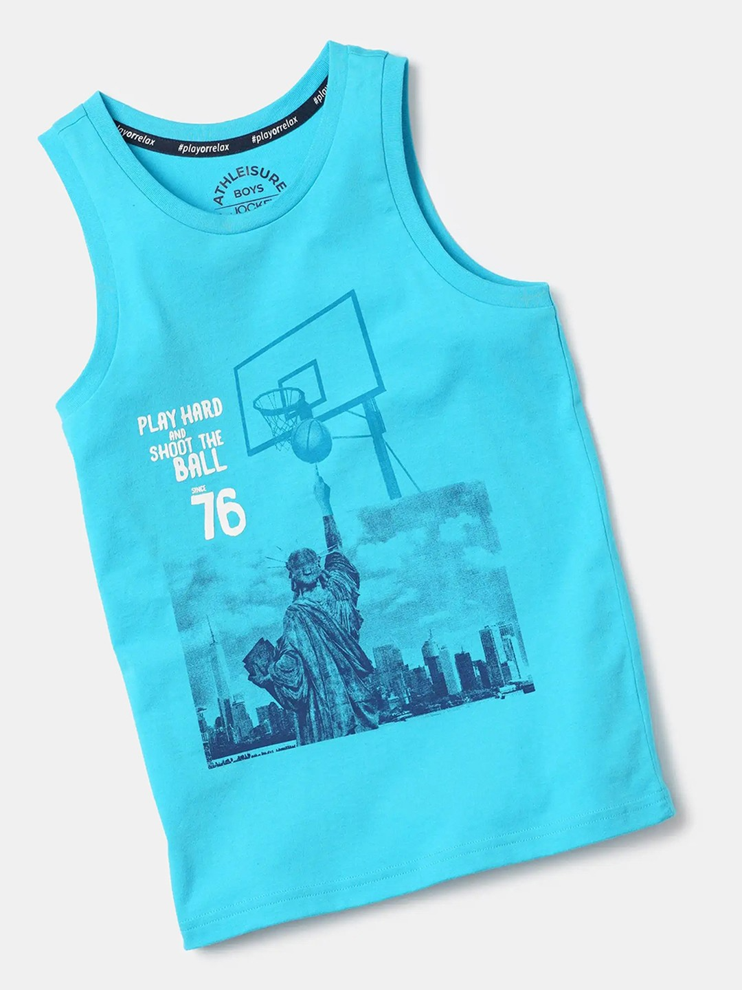 Boy's Super Combed Cotton Graphic Printed Tank Top  #AB14 - Scuba Blue Printed