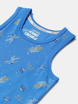 Boy's Super Combed Cotton Printed Tank Top #CB01 - Palace Blue