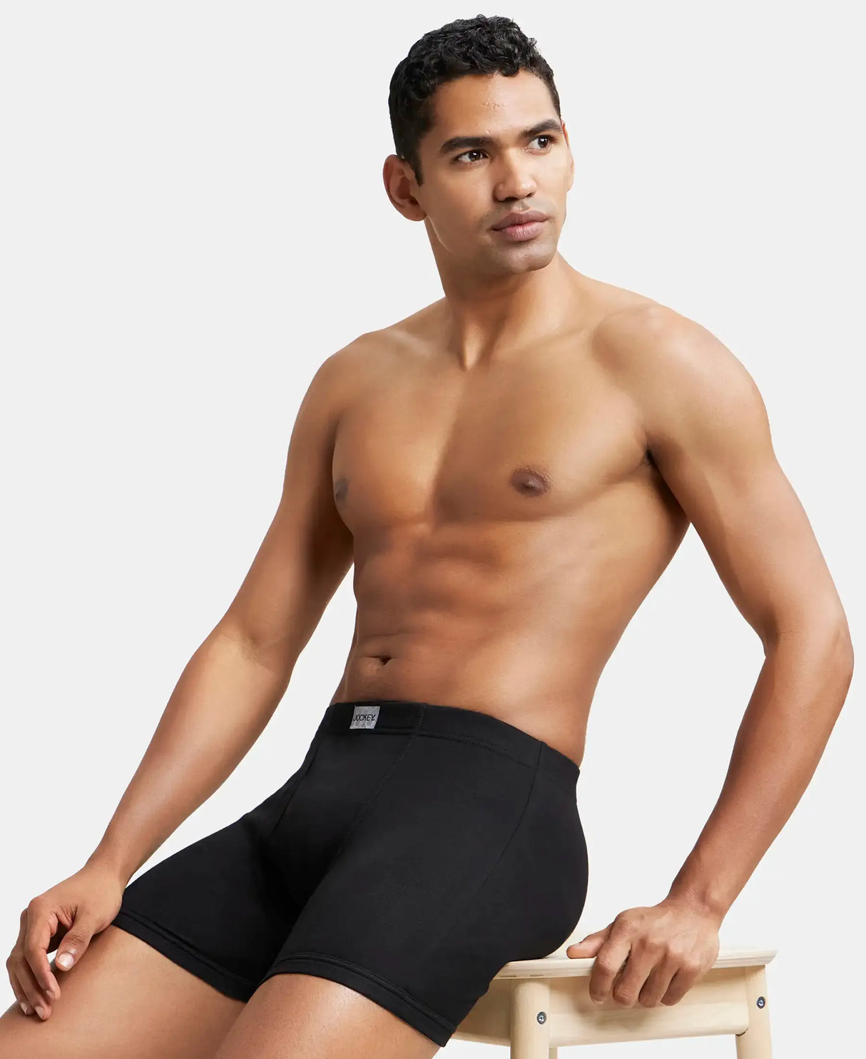 JOCKEY Rib Solid Boxer Brief with Ultrasoft and Durable Waistband #8008 - Black