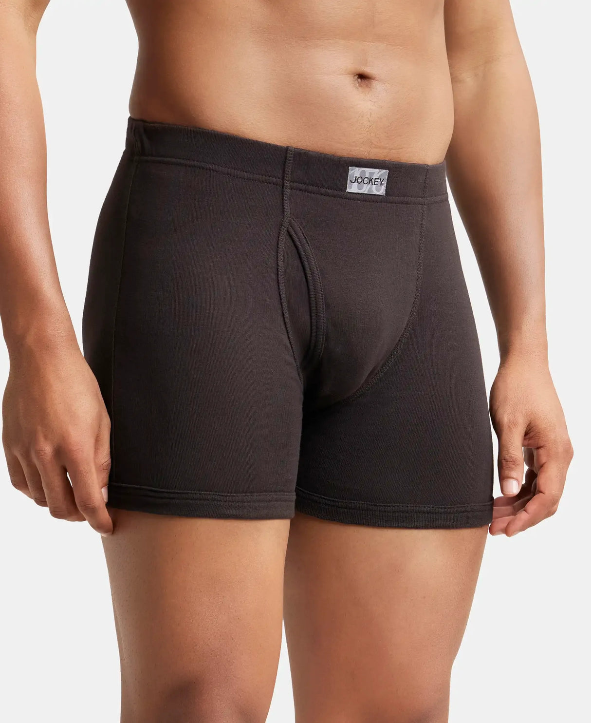 JOCKEY Rib Solid Boxer Brief with Ultrasoft and Durable Waistband #8008 - Brown