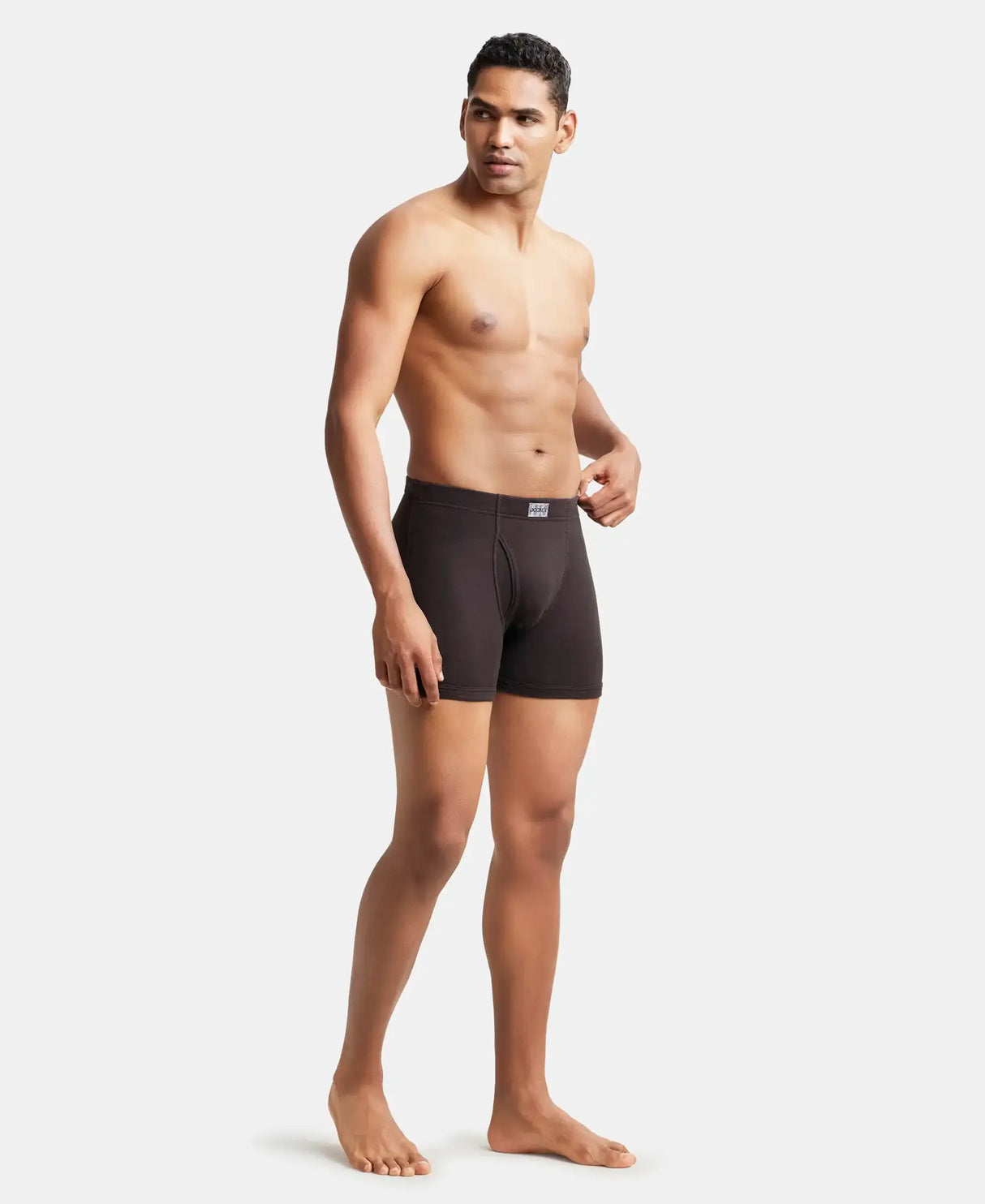 JOCKEY Rib Solid Boxer Brief with Ultrasoft and Durable Waistband #8008 - Brown